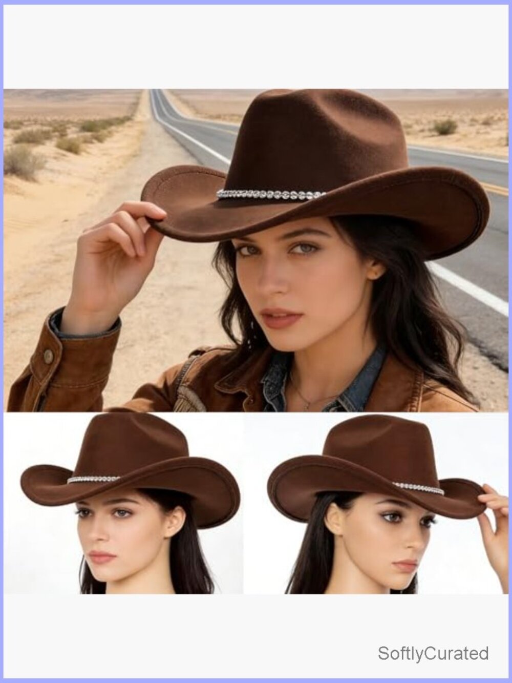Sparkly Rhinestone Western Cowgirl Hat Sparkle Bling Felt Rodeo Hat Medium Large - Picture 7 of 7